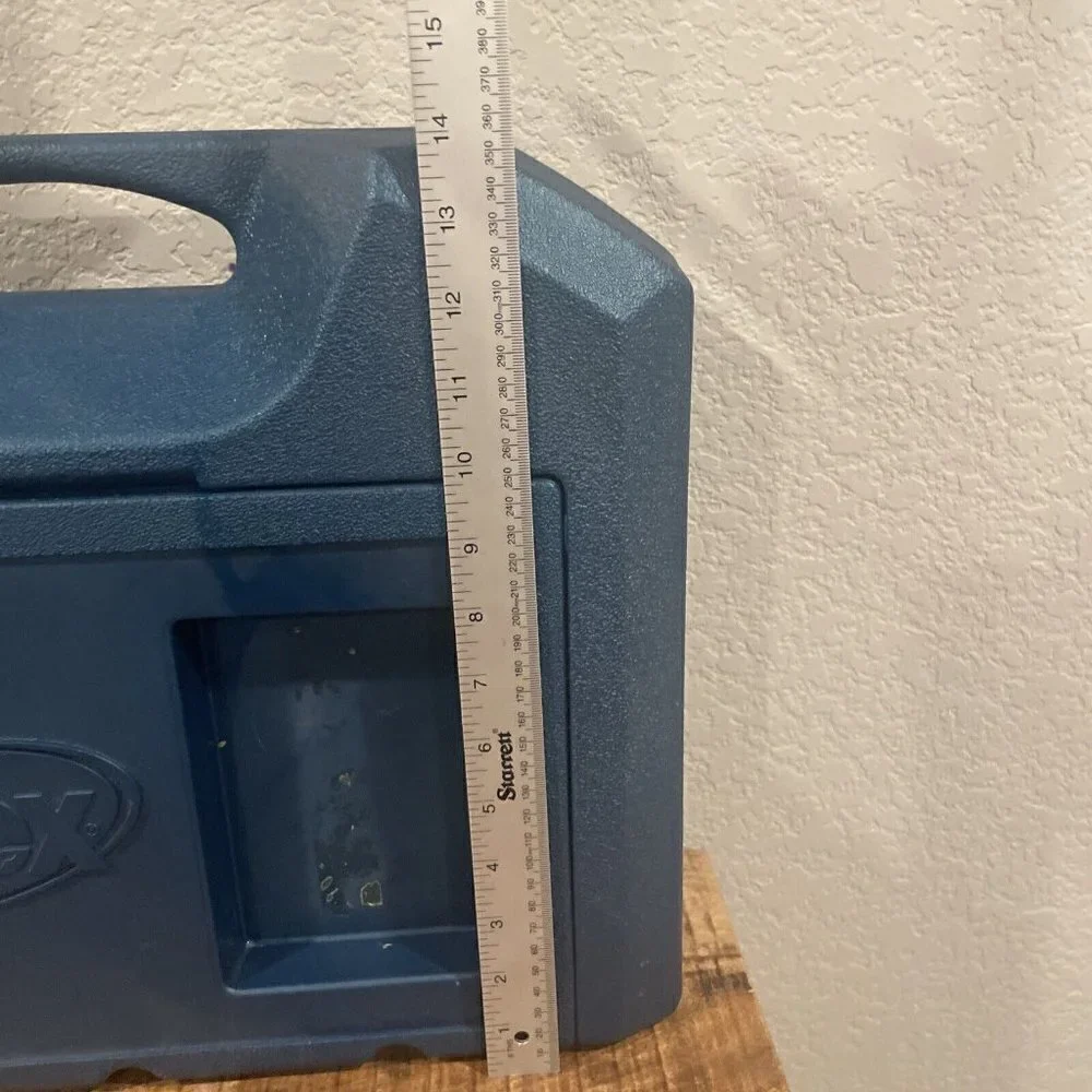 Vintage 90s K’Nex plastic storage bin holder container Case Blue Handle 17x14x5”